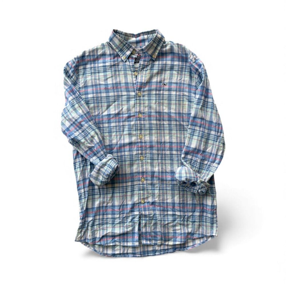 Boy's Vineyard Vines Lightweight Cotton Whale Shirt- Size L (16)
